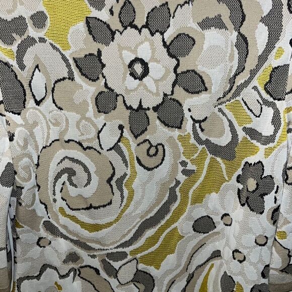 ST. JOHN Yellow White Black Abstract Floral Wool Blend Knit Pullover Small - Picture 5 of 13